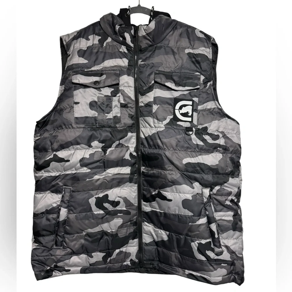 Ecko Unltd. Unisex Hooded Camo Puffer Vest Size XL